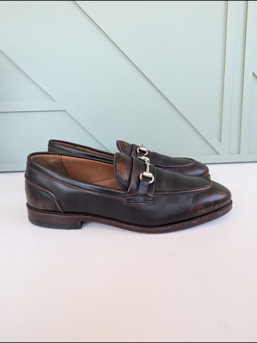 Allen Edmonds Brown Leather Bit Loafers with Silver Hardware - Picture 7 of 13
